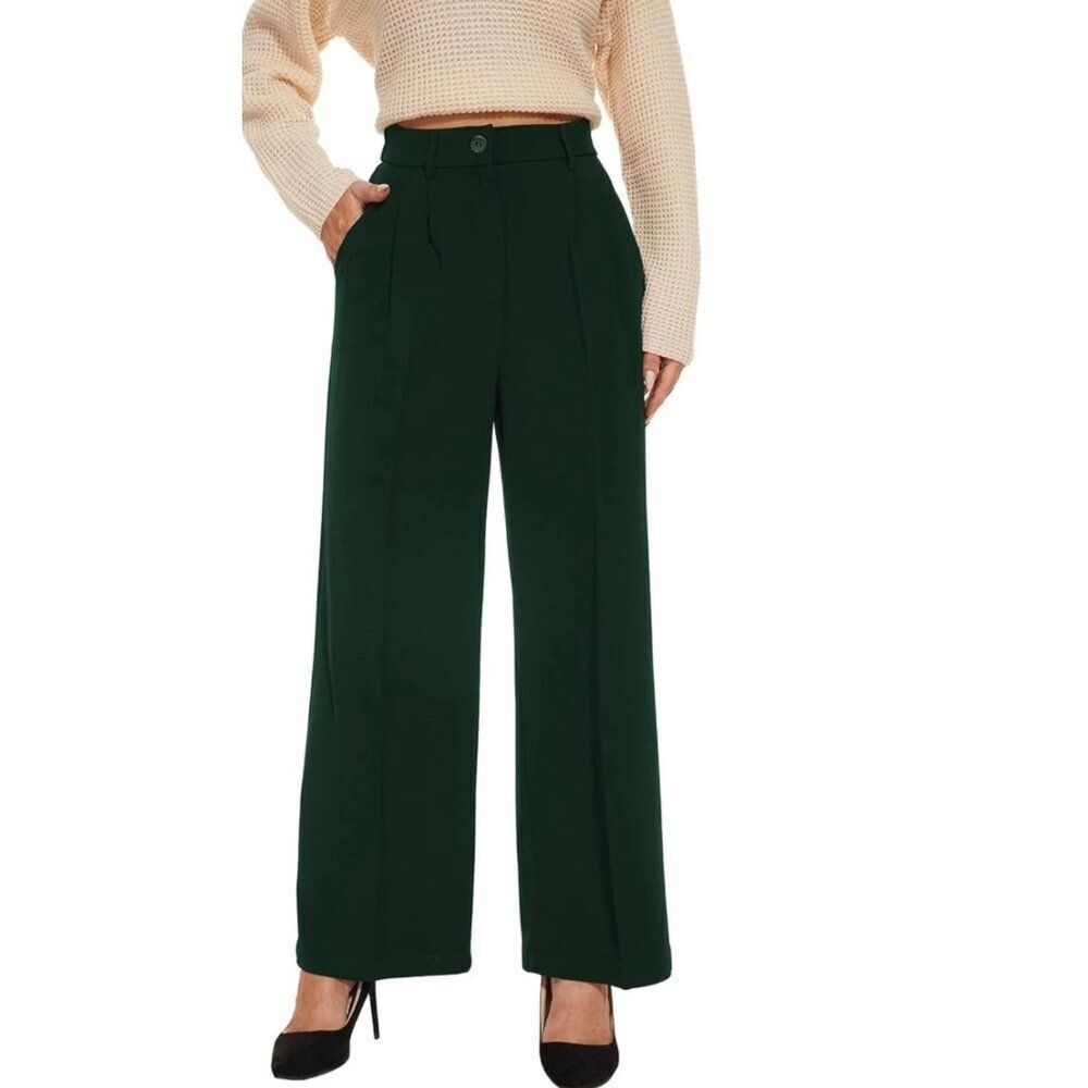 Beautiful Women Green Wide Leg Dress Pants Size 10